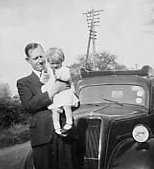 photograph: Denis Dumville and his daughter Carole, photograph taken 1946