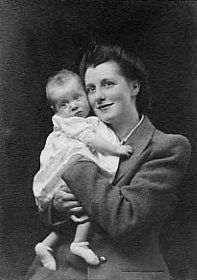 photograph: Eveline Mary Dumville (née Hornby) and her daughter Carole, photograph taken 1945