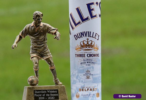 Dunville's Whiskey Player of the Season 2019-2020: trophy, Dunville's Three Crowns Blended Irish Whiskey, photograph by David Hunter