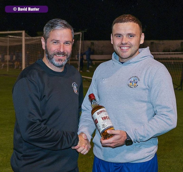 Stephen Hughes and Fra Brennan, Lisburn Distillery Football Club, photograph by David Hunter