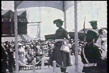 Princess Elizabeth and the Duke of Edinburgh prepare to receive the Royal salute by the RAF Guard of Honour at Eastleigh Airport, Nairobi on 1st February 1952.