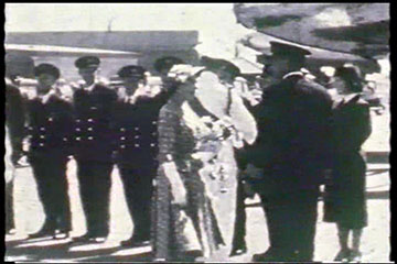 Princess Elizabeth meets the Captain of the BOAC Argonaut 'Atalanta' in which she and the Duke of Edinburgh flew to Nairobi on 1st February 1952.