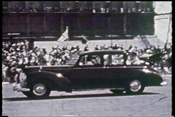 Princess Elizabeth and the Duke of Edinburgh leave Eastleigh Airport, Nairobi by car on 1st February 1952.